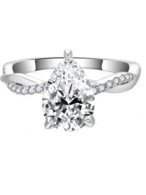 925 Silver Radiant Pear Moissanite Engagement Ring Set